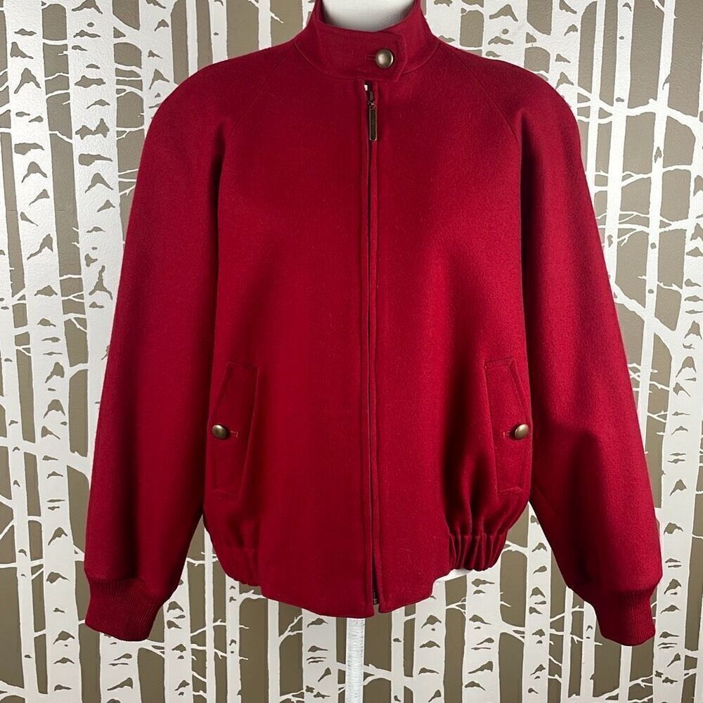Pendleton 100% Wool Bomber Jacket Red Petite L
